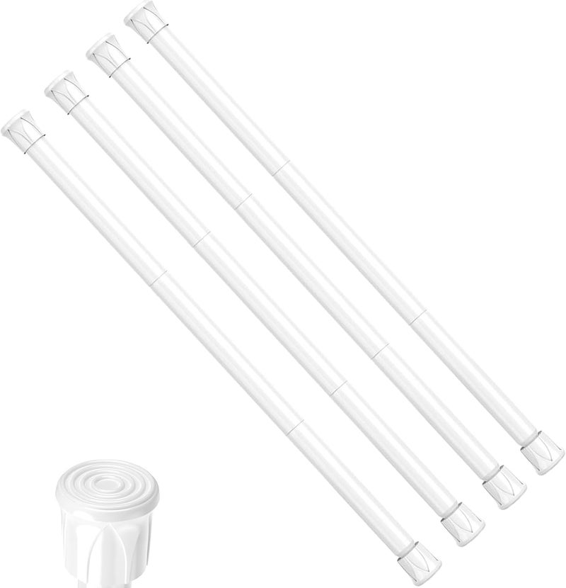 ZipGlo Tension Curtain Rod 28-48 inch Small Tension Rods White Adjustable Spring Tension Curtain Rods 4PCS Mini Curtain Rod Short for Cupboard Closet Rod Kitchen Drawers No Drill Cupboard Cabinets - Image 1